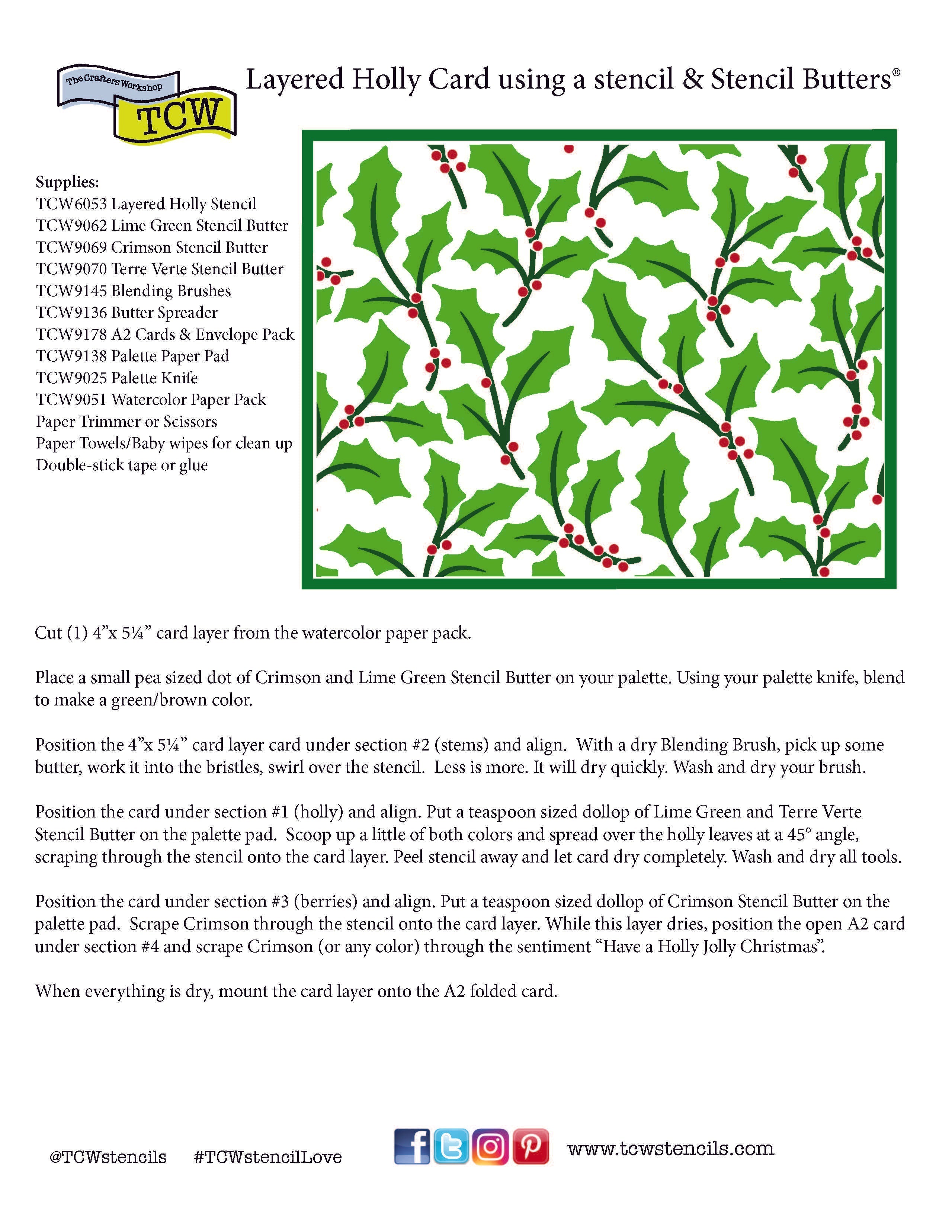 Layered Holly Card Directions