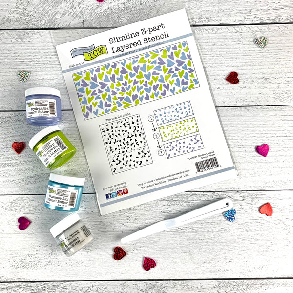 Valentine's Day Groovy Hearts Layered Stencil + Stencil Butter Bundle