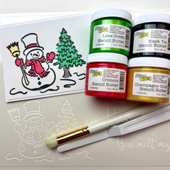 Toasty Snowman Card Kit with 2 ounce jars of Stencil Butter