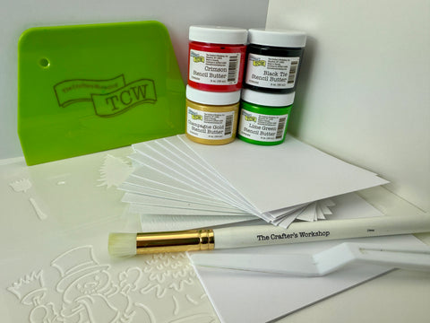 Toasty Snowman Card Kit with 2 ounce jars of Stencil Butter