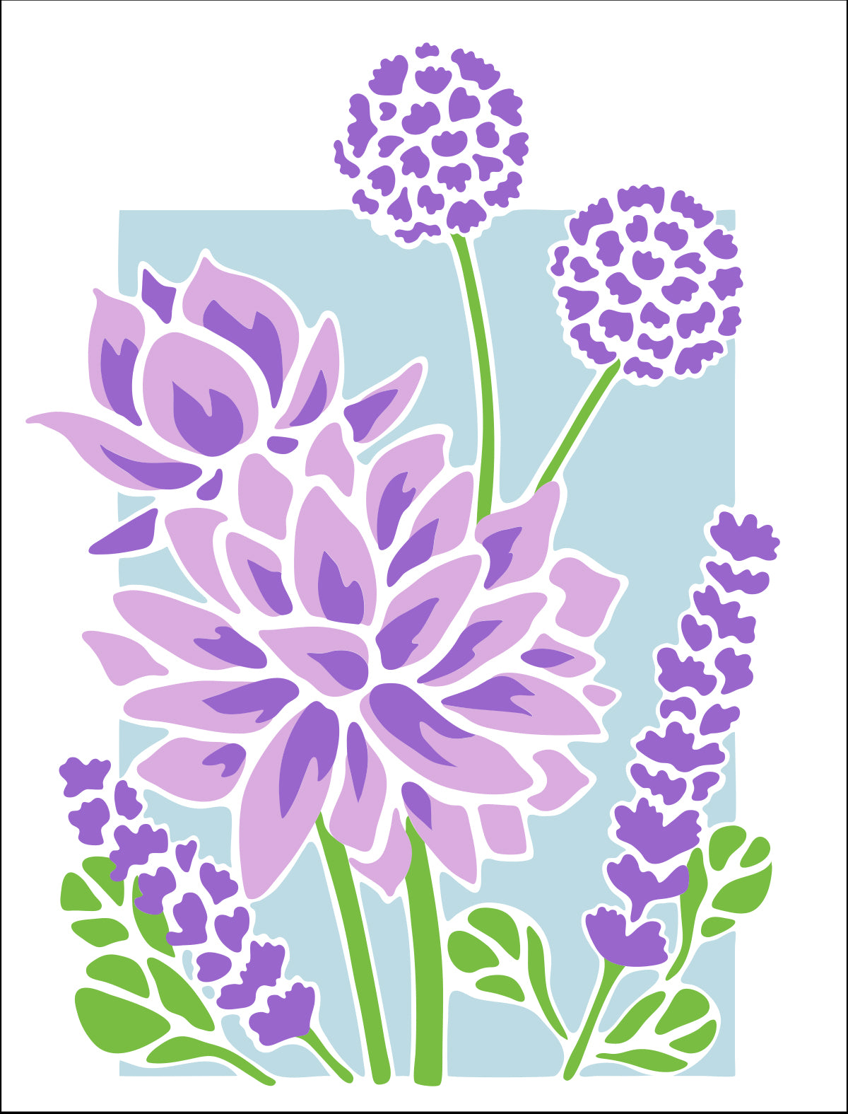 lavender flower stencils TCW6065 Layered A2 Lotus Bouquet Stencil – TCW Stencils