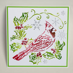 TCW997 Holly Cardinal Stencil