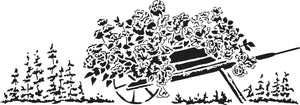 TCW2401 Flowery Wheelbarrow Sign Stencil 16½" x 6"