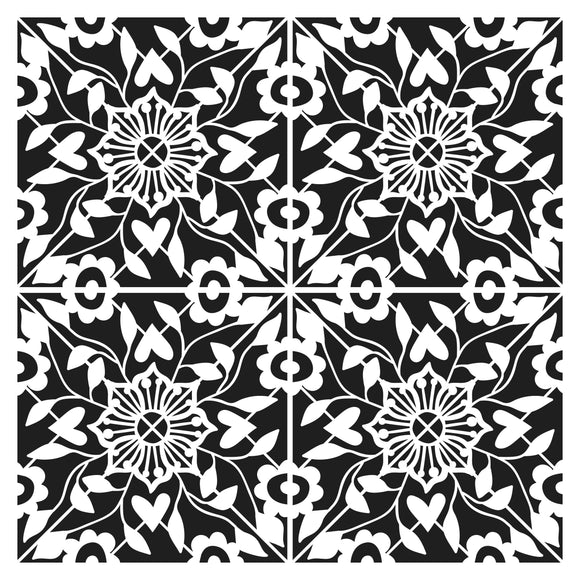 TCW990 Stencil Flourish Tile