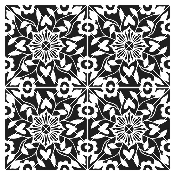 TCW990 Stencil Flourish Tile